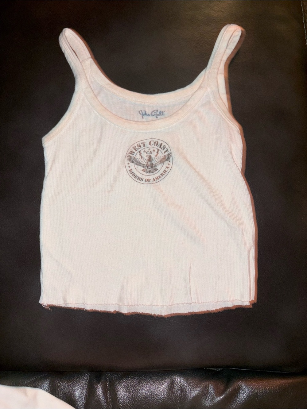 Brandy Melville White Ribbed Tank with West Coast Graphic
